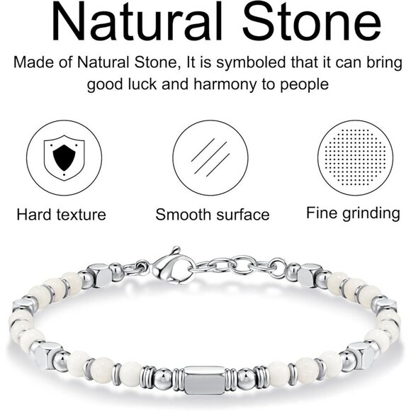 Silver & White Boho Beaded Bracelets for Women Trendy Jewelry Gifts for Lover - Picture 4 of 7